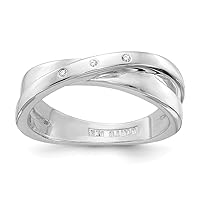 925 Sterling Silver 03ct. Diamond Religious Faith Crossover Ring Measures 3mm Wide Jewelry for Women - Ring Size Options: 6 7 8