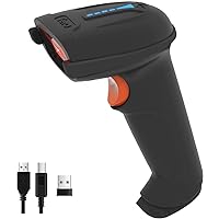 Tera Pro 1D Wireless Barcode Scanner 3 in 1 Bluetooth & 2.4G Wireless & USB Wired CCD Cordless 2500 Pixel Bar Code Reader with Battery Level Indicator for Windows Mac Android iOS Model T5100C,Orange
