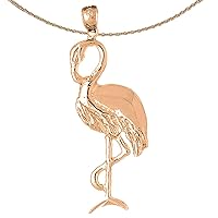 Flamingo Necklace | 14K Rose Gold Flamingo Pendant with 18