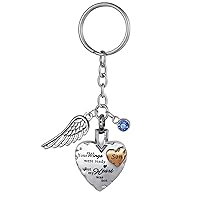 Gold Family Love Your Wings were Ready but My Heart was not Urn Keychain for Ashes Memorial Keepsake Cremation Jewelry Son - Engraving