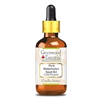 Pure Watermelon Seed Oil (Citrullus lanatus) with Glass Dropper 100% Natural Therapeutic Grade Cold Pressed for Personal Care 15ml (0.50 oz)