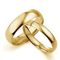 Gemini His and Her 18K Gold Color Anniversary Wedding Titanium Rings Set Dome Court Valentine Day Gift US size 3.5 to 16.5