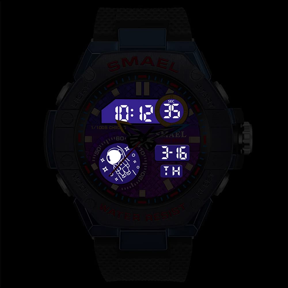 SMAEL New Man Watch for Men Sports Quartz Wristwatch Outdoor Waterproof Military Digital Watches Dual Time and Stopwatch Alarm Clock