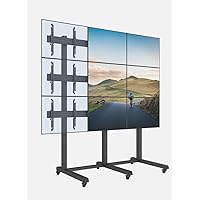 3x3 Video Wall Rolling Mount Cart Display with Micro Adjustment Arms Vesa Universal TV Television