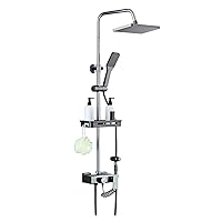 Shower System with Handheld Showerhead and Rain Shower Combo Set, High Pressure 4-Function Shower Trim Kit with Holder/Hose