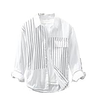 Youthful Vitality Spring Autumn Striped Collar Cotton Shirts Long Sleeve Casual Clothes