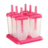 6x DIY Ice Cream Ice-Stick Mould Plastic Tray Lolly Mould Cold-Frozen Ice Cream Molds, 19 * 14.5 * 3 (CM), Red