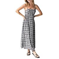 Women Floral Spaghetti Strap Maxi Dress Sleeveless Backless Print Sundresses 2024 Causal Flowy Beach Dresses (Dress 0258 Black,XL)
