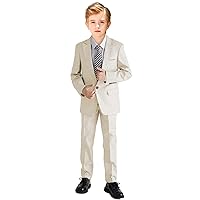 ELPA ELPA Boys Linen Suits Set, Boys Slim Fit Suit for Leisure or Party Holiday