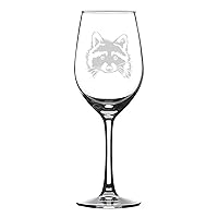 Racoon Hand Blown Printed Wine Glasses,Crystal Etched Funny Wine Glasses, Great Gift for Woman Or Men, Birthday, Retirement And Mother's Day 17oz