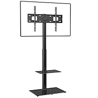 WALI Floor TV Stand with Mount, Swivel Height Adjustable and Space Saving Design for Most 37 to 65 inch LCD LED OLED TVs, Perfect for Corner, Bedroom, and Living Room(TVDVD-6), Black
