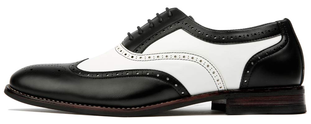 Ferro Aldo Arthur MFA139001D Mens Wingtip Two Tone Oxford Black and White Spectator Dress Shoes 