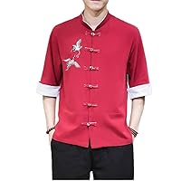 Chinese-Style Youth Casual Retro Short-Sleeve T-Shirt with Hanfu Elements for Young Men