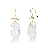 pearl earrings,14k fish hook gold earrings for women, Baroque pearl drop earrings,Simple but Elegant gift for Girls Ladies Bridesmaids