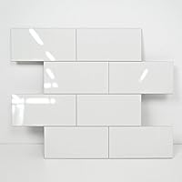 COLAMO Luxury 10 Sheet Peel and Stick Backsplash,Self Adhesive Glossy Faux Ceramic 12”x12” Pure White Subway Tile for Kitchen,Waterproof Stick on Accent Wall Brick Mosaic Tile for Bathroom,RV,Laundry