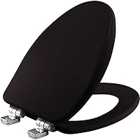 BEMIS 19170CHSL 047 Alesio II Toilet Seat with Chrome Hinges will Slow Close, Never Loosen and Provide the Perfect Fit, ELONGATED, Durable Enameled Wood, Black