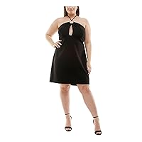 Speechless Womens Plus Halter Short Cocktail and Party Dress Black 18W