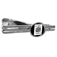 Playing Cards Jack of Hearts Round Tie Bar Clip Clasp Tack - Silver