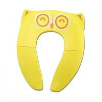 Upgraded Kids Folding Toilet Seat，Large Non Slip Silicone Pads Travel Portable Reusable Toilet Potty Training Seat Covers Liners with Carry Bag for Babies, Toddlers (Yellow)