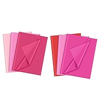 PLULON 60 Sheets Pink Tissue Paper Bulk and 60 Sheets Red and Pink Tissue Paper Bulks