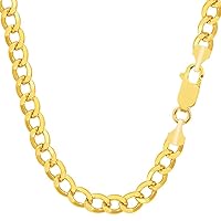 The Diamond Deal Mens 10k Hollow Yellow Gold 6.2mm Shiny Hollow Cuban Comfort Curb Cuban Chain Necklace For men for Pendants and Charms with Lobster-Claw Clasp (8