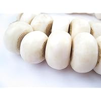 White Bone Beads - Full Strand of Fair Trade African Beads - The Bead Chest (Large, White)