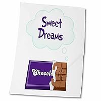 3dRose Sweet Dreams Cute Chocolate bar - Kawaii Sleepy Cartoon - Purple... - Towels (twl-113143-2)