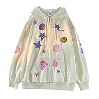 Harajuku Anime Zip Up Hoodies Women Hippie Japanese Kawaii Casual Female Cute Pattern Sweatshirts