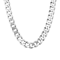 Savlano 925 Sterling Silver 12mm Italian Solid Curb Cuban Link Chain Necklace for Men & Women - Made in Italy Comes With Gift Box (12mm)