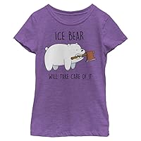 We Bare Bears Girl's Ice Bear Take Care T-Shirt