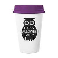 Halloween Simple Black Cartoon Owl Coffee Mug Glass Pottery Ceramic Cup Lid Gift