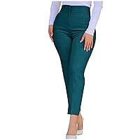 Dress Pants for Womens Business Casual High Waist Work Office Pants Slim Fit Tummy Control Cropped Pants Solid Slacks
