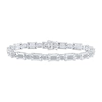 10K White Gold Mens Diamond Stylish Link Bracelet 1/2 Ctw.