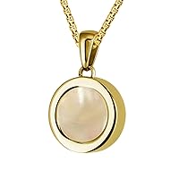 Quiges Gold Stainless Steel 12mm Mini Coin Pendant Holder and Orange Coloured Coins with Box Chain Necklace 42 + 4cm Extender