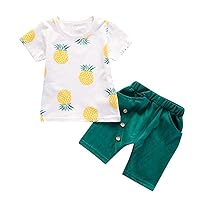 Skirt Set Juniors Casual Baby Solid T-Shirt Kids Pineapple Short Outfit Toddler Boys Tops Set Girls Outfits&Set 4t Girls Fall Outfit Set (Green, 12-18 Months)