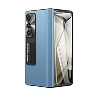 ZIFENGXUAN-Leather Case for Samsung Galaxy Z Fold 5 Z Fold 4 Magnetic Hinge Protection Shockproof Phone Case with Screen Protector (for Samsung Z Fold 5,Blue)