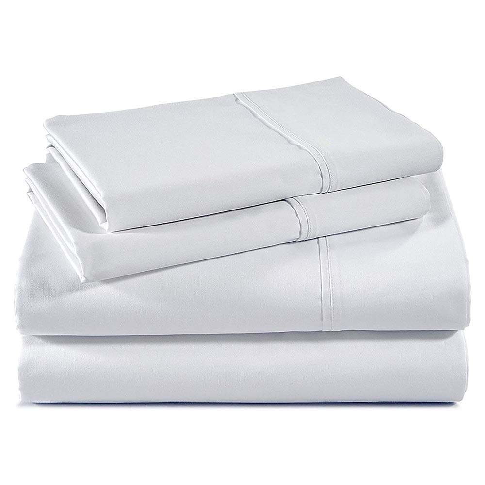 100% Cotton Sheet Set Queen White Sheet Sets Queen Size - 400 Thread Count Sheets Queen -Long Staple Cotton Queen Sheets-Sateen Sheets Queen Size-S...