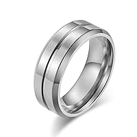 Stainless Steel Men Women Ring Fashion, 8MM High Polished Ring Engagement Wedding Ring for Mens Womens Silver