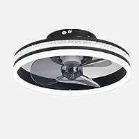 LED Ceiling Fans with Lights Reversible Remote, 6 Speeds Remote Control Fan Ceiling Light Quiet Stepless Dimmable 3 Colors Small Ceiling Fan Light for Living Room Bedroom Dining Room (Black-40CM)