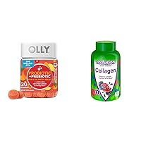 OLLY Probiotic + Prebiotic Gummy Digestive Support 500 Million CFUs 30 Count and Vitafusion Collagen Gummy Vitamins 60 Count
