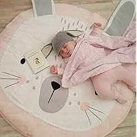 Children Cartoon Animal Floor Play Mat, Thick Soft Rug Foldable Breathable Play Carpet Bedroom Nursery Crawling Mat-Pink 90 cm(35.4 Inch)