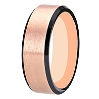 8mm Width Rose Gold Tone and Black Bevel Tungsten Carbide Ring,Engagement Ring,Men & Women Wedding Band Rings-Free Customize Engraving