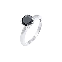 Elli Jewellery Women's Solitaire Ring 925 Sterling Silver with Zirconia Stone in Prong Setting