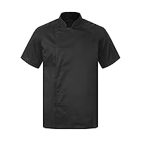 Chef Jacket for Men Chef Shirt Short/Long Sleeve Chef Uniform Kitchen Cooking Work Uniforms Loose Fit Black Type B Medium