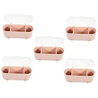 BESTOYARD 5pcs Cosmetic Storage Box Cotton Pad Holder Skin Care Organizer Plastic Container Swab Holder Storage Bins Cosmetic Organizer Miss Dental Floss Box Pink With Cover