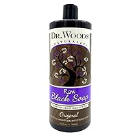 Dr. Woods Raw Black Liquid Castile Soap Body Wash and Hand Soap, 32 Ounce