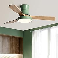 Hanging Fan with 3 Speed Dimming Solid Fan Restaurant Living Room Simple Mute Ceiling Fan Remote Adjustment/Green