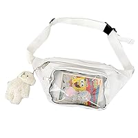 Fanny Pack Ita Bag Crossbody Kawaii Cute Pin Display Bag Messenger Japanese Waist Bags for Girls (White)