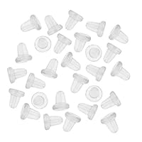 Adabele 100pcs Clear Rubber Bullet Style Earring Backs Findings Safety Earnut Pad Backtops Clutch for Studs Dangle Drop Earrings CF203