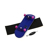 Teak Tuning Prolific Complete Fingerboard with Upgraded Components - Pro Board Shape and Size, Bearing Wheels, and Trucks - 32mm x 97mm Handmade Wooden Board - Blue & Pink Edition